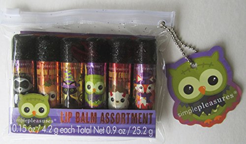 0702785776049 - HALLOWEEN LIP BALM SET OF 6 SIMPLE PLEASURES WITH FLAVORS LIKE PUMPKIN HARVEST, BONE CHILLER, WICKED TREATS, MIDNIGHT SHADOWS, MONSTER MEDLEY, FRUITY FRIGHT