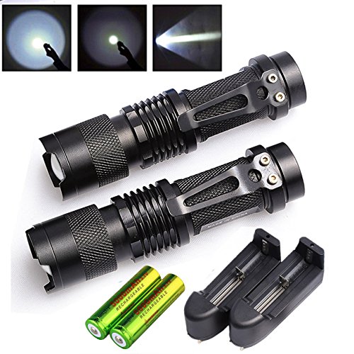 0703062577281 - 2X5000LUMEN RECHARGEABLE TACTICAL T6 LED FLASHLIGHT TORCH+18650 BATTERY&CHARGER