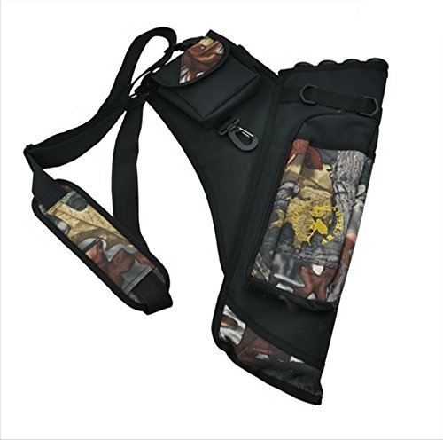 0703194959016 - ZZCJ ARCHERY BOW ARROW SHOULDER AND HIP QUIVER WITH POCKETS AND 4 TUBES CAMO PADDED WITH SHOULDER STRAP