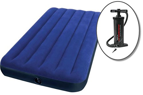 0703255363868 - INTEX AIRBED - TWIN 8.75 CLASSIC DOWNY INFLATABLE AIRBED MATTRESS WITH DOUBLE QUICK LLL S HI-OUTPUT HAND PUMP
