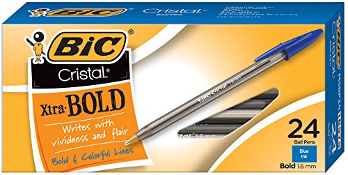 0070330185753 - BIC CRISTAL XTRA BOLD BALL PEN, BOLD POINT (1.6 MM), BLUE, 24-COUNT