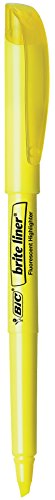 0070330346857 - BIC BRITE LINER HIGHLIGHTER, CHISEL POINT, YELLOW, 24-COUNT