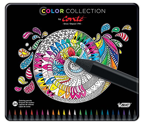 0070330431201 - BIC COLOR COLLECTION BY CONTE COLORING PENCILS, ASSORTED COLORS, 24-COUNT
