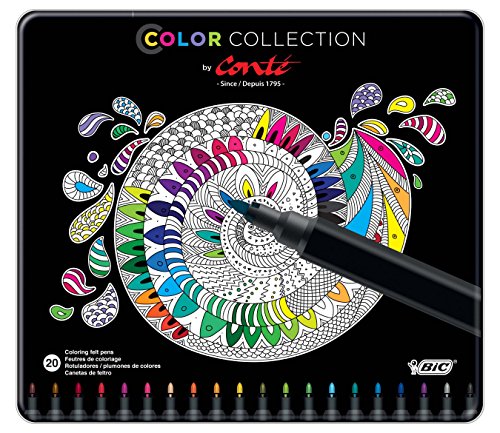 0070330431232 - BIC COLOR COLLECTION BY CONTE COLORING FELT PENS, FINE POINT, ASSORTED COLORS, 20-COUNT
