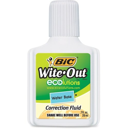 0070330506213 - BIC(R) ECOLUTIONS WATER BASE CORRECTION FLUID, 22 ML, WHITE, BOX OF 12