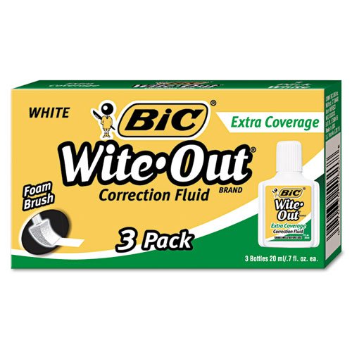 0070330506268 - BIC(R) WITE-OUT(R) CORRECTION FLUID WITH FOAM APPLICATOR, EXTRA COVERAGE, WHITE,