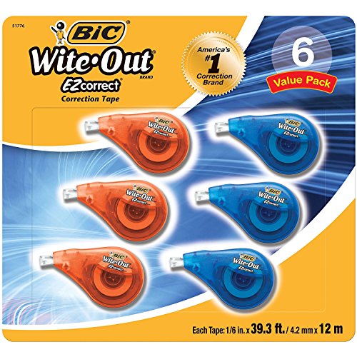 0070330515420 - BIC WITE-OUT EZ CORRECTION TAPE - 6 PK.