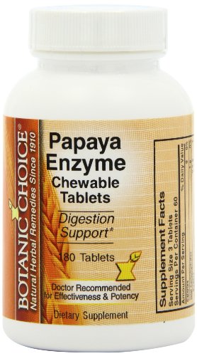 0703308460056 - BOTANIC CHOICE PAPAYA ENZYME CHEWABLE TABLETS, 180 COUNT
