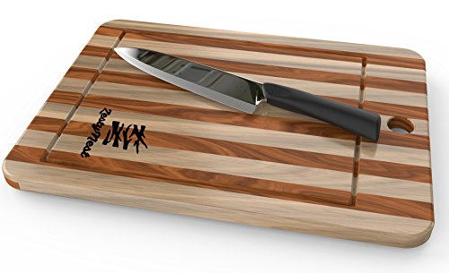 0703510556257 - BAMBOO CUTTING BOARD WITH DRIP GROOVE AND NON-SLIP FEET FOR MEAT & VEGGIE PREP