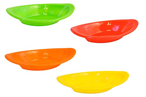 0703510645142 - SET OF 4 PLASTIC BANANA SPLIT DISHES IN ASSORTED COLORS