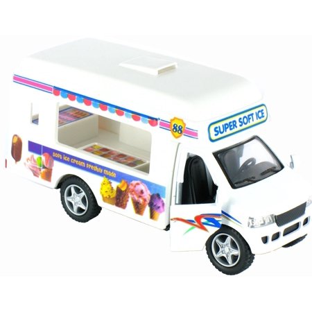 0703624754983 - 5” KINSFUN SOFTY ICE CREAM TRUCK DIECAST MODEL TOY WITH PULL BACK ACTION