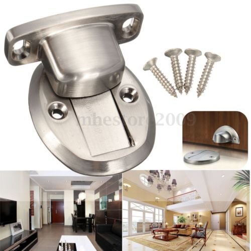 0704006334854 - CHROME - MAGNETIC DOOR HOLDER STOPPER INVISIBLE DOORSTOP WALL FLOOR MOUNTED SAFETY CATCH