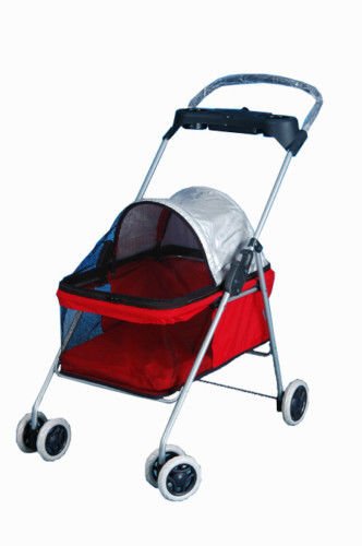 0704022945577 - NEW BESTPET CUTE RED POSH PET STROLLER DOGS CATS W/CUP HOLDER
