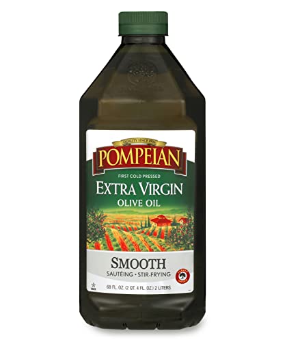 0070404002825 - POMPEIAN SMOOTH EXTRA VIRGIN OLIVE OIL, FIRST COLD PRESSED, MILD AND DELICATE FLAVOR, PERFECT FOR SAUTEING AND STIR-FRYING, NATURALLY GLUTEN FREE, NON-ALLERGENIC, NON-GMO, 68 FL. OZ., SINGLE BOTTLE