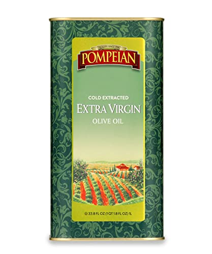 0070404008674 - POMPEIAN EXTRA VIRGIN OLIVE OIL, COLD EXTRACTED, SMOOTH & DELICATE FLAVOR, PERFECT FOR SAUTÉING, SALADS & DRIZZLING, 33.8 FL. OZ. TIN