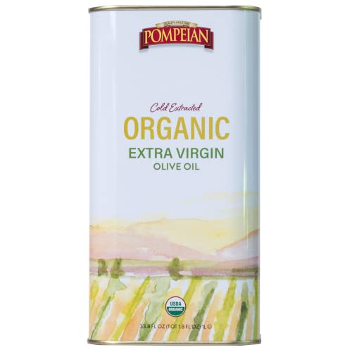 0070404008681 - POMPEIAN USDA ORGANIC EXTRA VIRGIN OLIVE OIL, COLD EXTRACTED, MILD & SMOOTH FLAVOR, PERFECT FOR SAUTÉING, SALADS & DRIZZLING, 33.8 FL. OZ. TIN
