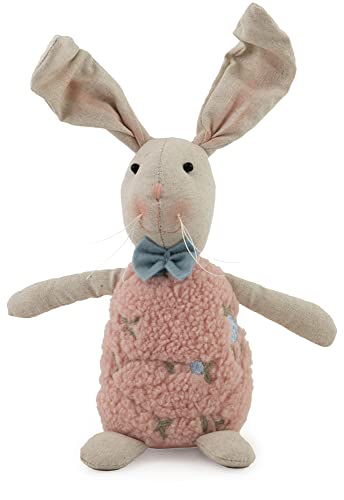 0704266057760 - BOSTON INTERNATIONAL FABRIC EASTER TABLETOP DÉCOR, 12.5-INCHES, STEWART FLORAL BUNNY