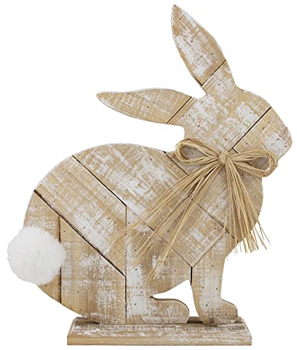 0704266059009 - BOSTON INTERNATIONAL EASTER WOODCUT TABLETOP DÉCOR, 15.5 X 20-INCHES, WHITE LILLY BELLE BUNNY