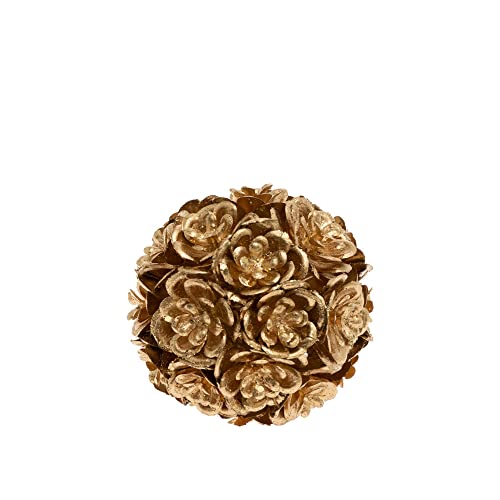0704266064232 - BOSTON INTERNATIONAL DECORATIVE FAUX TOPIARY KISSING BALL, 2.25-INCHES, GOLD