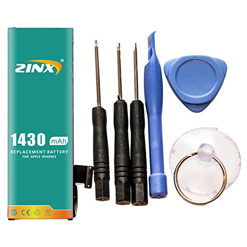 0704280384873 - ZINX IPHONE 5 BATTERY REPLACEMENT : 1430MAH 3.8V LI-ION REPLACEMENT FOR IPHONE 5 WITH COMPLETE TOOLS KIT & INSTRUCTIONS (1428, A1429, A1442) (IPHONE5)
