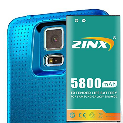 0704280384910 - ZINX SAMSUNG GALAXY S5 / SV (SM-G900) 5800MAH EXTENDED BATTERY AND BACK COVER (COMPATIBLE SAMSUNG GALAXY S5 S V SV, SM-G900) (BLUE)