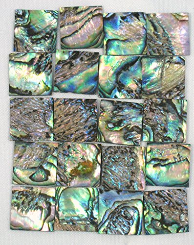 0704280418561 - YUAN'S 25 PIECES IN 1.5CM(0.59'') SQUARE GREEN ABALONE PAUA SHELL. ONE OR TWO SIDE POLISHED. (1.5CM(0.59''') SQUARE X25 PCS GREEN ABALONE-C-HEART PART)