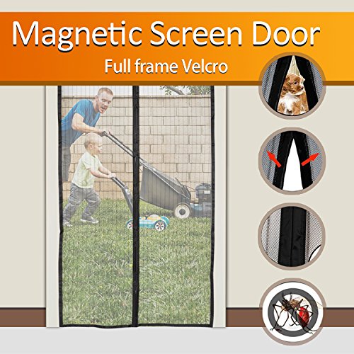 0704298217316 - MAGNETIC SCREEN DOOR, BESTOPE MESH CURTAIN - KEEPS BUGS OUT LET FRESH AIR IN, FULL FRAME VELCRO MESH WITH TOP-TO-BOTTOM SEAL NO MORE MOSQUITOS OR FLYING INSECTS FITS DOORS UP TO 34 X 82 MAX