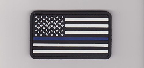 0704407550730 - PVC US AMERICAN FLAG PATCH THIN BLUE LINE MILITARY UNIFORM VELCRO PATCH