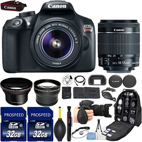 0704407744818 - CANON EOS REBEL T6 18MP DSLR CAMERA WITH 18-55MM IS II LENS, KIT INCLUDES, 58MM HD WIDE ANGLE LENS, 2.2X TELEPHOTO LENS, 2PCS 32GB COMMANDER CARD, EXTRA BATTERY, BACKPACK CASE