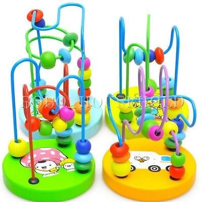 0704407906391 - COLORFUL WOODEN TOY MINI AROUND BEADS WIRE MAZE CHILDREN BABY EDUCATIONAL GAME