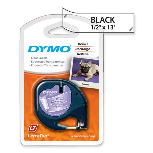 7044447860226 - DYMO LABELING TAPE, LETRATAG LABELERS, 1/2X13', BLACK ON CLEAR