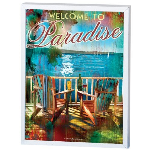 0704519203036 - SANTA BARBARA DESIGN STUDIO WELCOME TO PARADISE FRAMED WALL/DESK PLAQUE BY PATRICK REID O'BRIEN, 8 BY 10-INCH