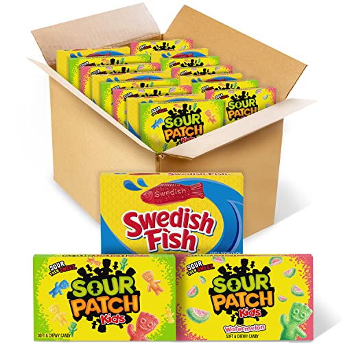 0070462007923 - SOUR PATCH KIDS ORIGINAL CANDY, SOUR PATCH KIDS WATERMELON CANDY & SWEDISH FISH CANDY VARIETY PACK, 15 MOVIE THEATER CANDY BOXES