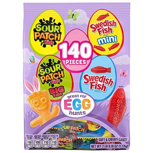 0070462009408 - SOUR PATCH KIDS AND SWEDISH FISH SOFT & CHEWY CANDY EASTER CANDY VARIETY PACK, 2 LB 9.16 OZ (140 PIECES)