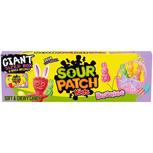 0070462011074 - SOUR PATCH KIDS BUNNIES SOFT & CHEWY EASTER CANDY, GIANT BOX, INCLUDES 10 - 3.1 OZ BOXES