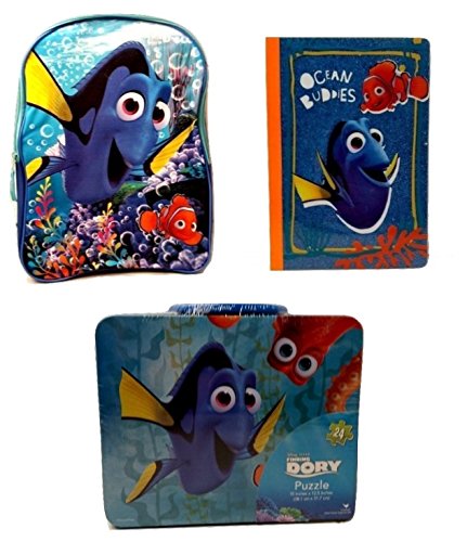 0704648078468 - TODDER KIDS BACK TO SCHOOL PRE-SCHOOL ELEMENTARY GIRLS BACKPACK FINDING DORY NEMO LUNCH BOX NOTEBOOK BUNDLE MEGA TOY FIGURE 3 PIECE SET
