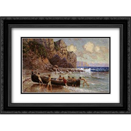 0704679031074 - ON THE BEACH AFTER THE STORM 2X MATTED 24X18 BLACK ORNATE FRAMED ART PRINT BY VON SUCKOW, ALEXANDER