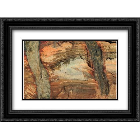 0704679123489 - ROCKY VOLCANIC CLIFF IN THE PONTA DE SAO LOURENCO NATURE RESERVE, MADEIRA 2X MATTED 24X18 BLACK ORNATE FRAMED ART PRINT BY RUOSO, CYRIL