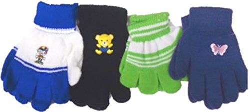 0704725960143 - SET OF FOUR PAIRS OF ONE SIZE MAGIC GLOVES FOR TODDLERS FOR AGES 1-3 YEARS