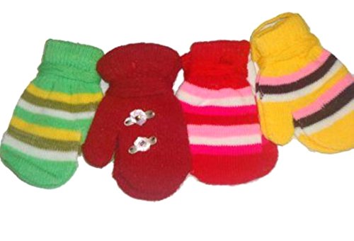 0704725960471 - SET OF FOUR PAIRS OF MAGIC STRETCH MITTENS FOR INFANTS AGES 3-12 MONTHS