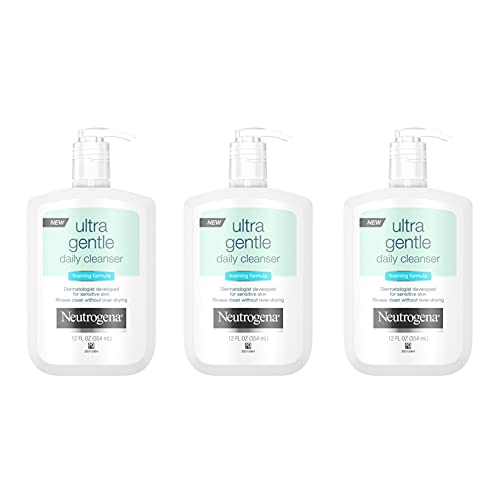 0070501194041 - NEUTROGENA ULTRA GENTLE DAILY FACE WASH FOR SENSITIVE SKIN, OIL-FREE, SOAP-FREE, HYPOALLERGENIC & NON-COMEDOGENIC FOAMING FACIAL CLEANSER, 12 FL. OZ, PACK OF 3