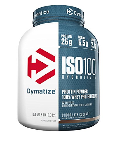 0705016355532 - DYMATIZE ISO 100 WHEY PROTEIN POWDER ISOLATE, CHOCOLATE COCONUT, 5 LBS