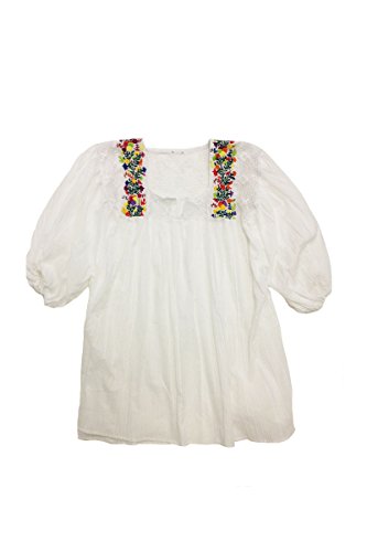 0705020550923 - NATIVA WOMEN'S HANDMADE MEXICAN PEASANT BLOUSE ONE SIZE (WHITE)