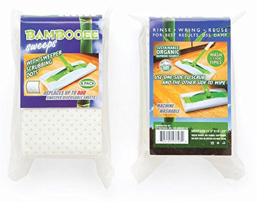 0705105240985 - BAMBOOEE REUSABLE BAMBOO SWEEPER SHEETS WITH SWEEPER SCRUBBING DOTS