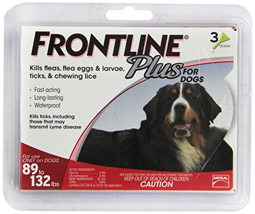 0705105831916 - MERIAL FRONTLINE PLUS FLEA AND TICK CONTROL FOR 89 TO 132-POUND DOGS AND PUPPIES, 3-PACK