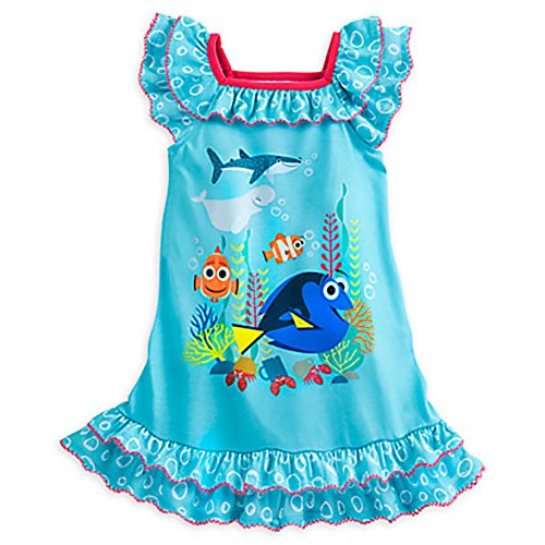 0705259402703 - DISNEY STORE GIRLS FINDING DORY NEMO SHORT SLEEVE BLUE BUBBLE NIGHT GOWN
