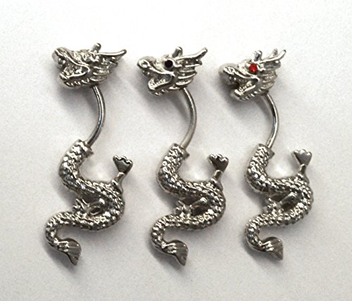 0705422028983 - 14G DARGON SURGICAL STEEL 316L BELLY RING 1 PIECE (RED)