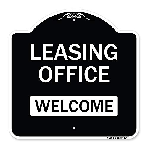 0705675129758 - SIGNMISSION DESIGNER SERIES SIGN - LEASING OFFICE, WELCOME | BLACK & WHITE 18 X 18 HEAVY-GAUGE ALUMINUM ARCHITECTURAL SIGN | PROTECT YOUR BUSINESS & MUNICIPALITY | MADE IN THE USA