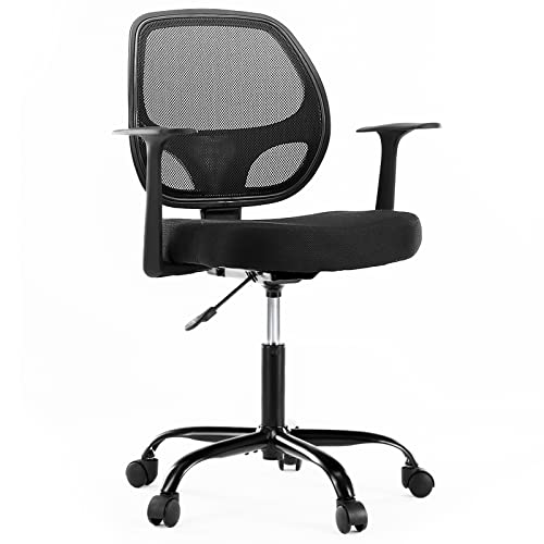 0705690474680 - AFO HOME DESK CHAIR ERGONOMIC WITH WIDE SEAT LUMBAR SUPPORT AND ARMREST, SWIVEL ROLLING, ADJUSTABLE HEIGHT, MADE WITH BREATHABLE MESH HIGH RESILIENCE SPONGE, FOR OFFICE, CONFERENCE ROOM, STUDY, BLACK