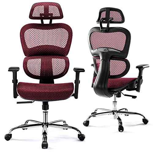 0705690474833 - ERGONOMIC HIGH BACK OFFICE CHAIR - HIGH OFFICE CHAIR WITH HEADREST, LUMBAR SUPPORT, MOVABLE ARMRESTS, SWIVEL MESH OFFICE CHAIR WITH 300 LBS WEIGHT CAPACITY ADJUSTABLE HEIGHT FOR HOME OFFICE, EXECUTIVE